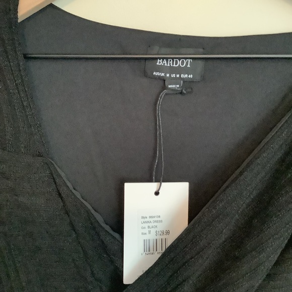 Bardot Ribbed Lanika Black Midi Dress Size M - Picture 6 of 6